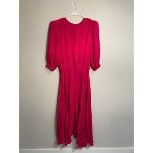 Vintage Argenti Hot Pink 100% Silk Midi Dress Size 8‎